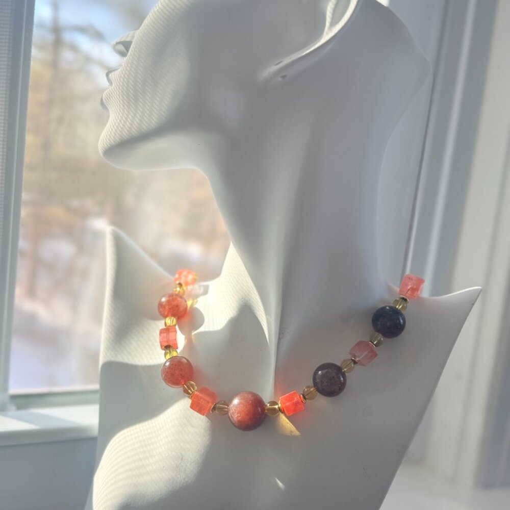 Strawberry Quartz Harmony | Two-Tone Strawberry Quartz Necklace - Picture 10 of 10